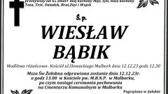 Zmarł Wiesław Bąbik. Miał 65 lat.