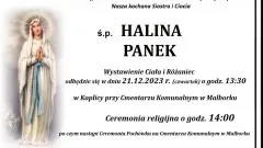 Zmarła Halina Panek. Żyła 71 lat.