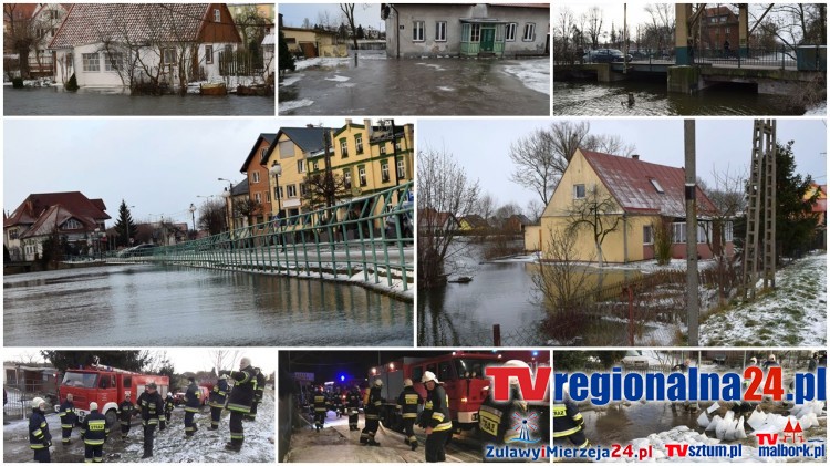 Powiat Nowodworski. Cofka, podtopienia, pożar w Jantarze, wypadek w Kmiecinie, gołoledź i oblodzenia - 05.01.2016