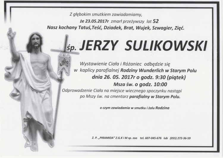 Zmarł Jerzy Sulikowski. Żył 52 lata.
