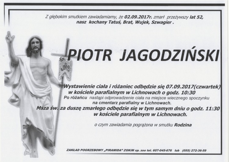 Zmarł Piotr Jagodziński. Żył 52 lat.