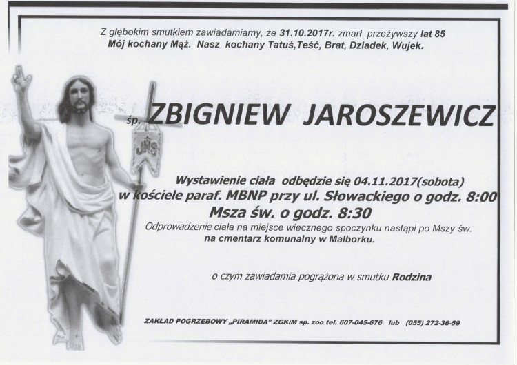 Zmarł Zbigniew Jaroszewicz. Żył 85 lat