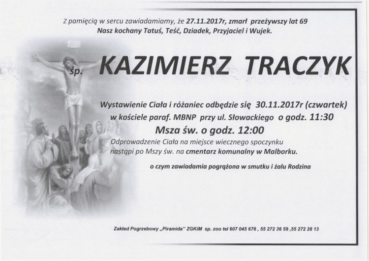 Zmarł Kazimierz Traczyk. Żył 69 lat.