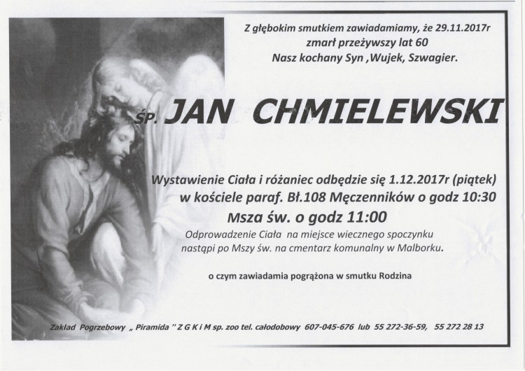 Zmarł Jan Chmielewski. Żył 60 lat.