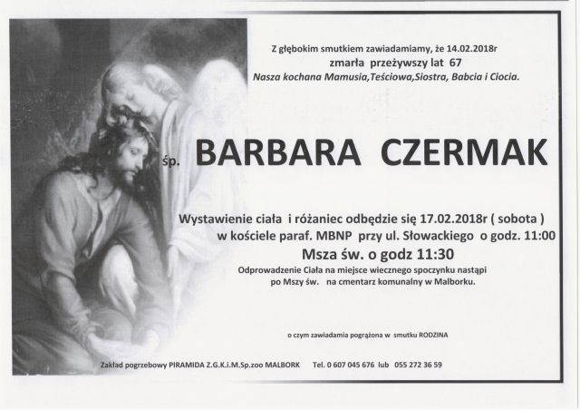 Zmarła Barbara Czermak. Żyła 67 lat