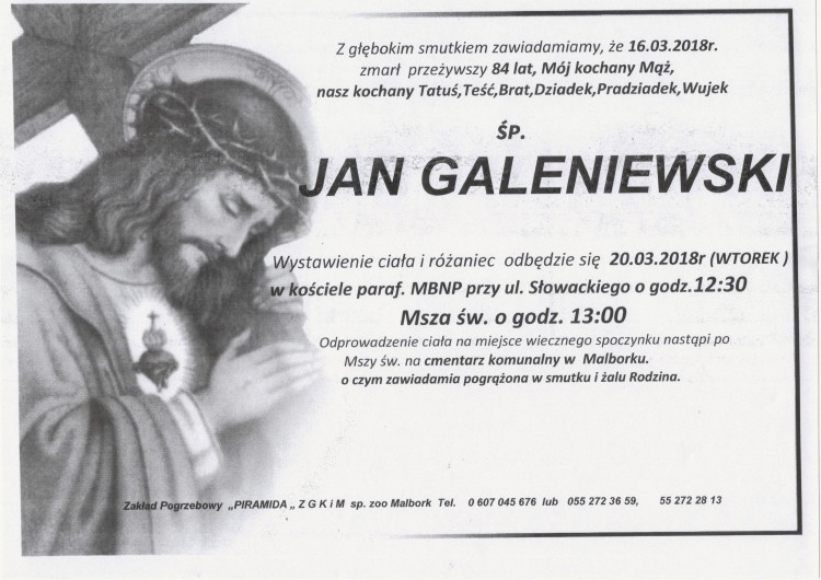 Zmarł Jan Galeniewski. Żył 84 lata