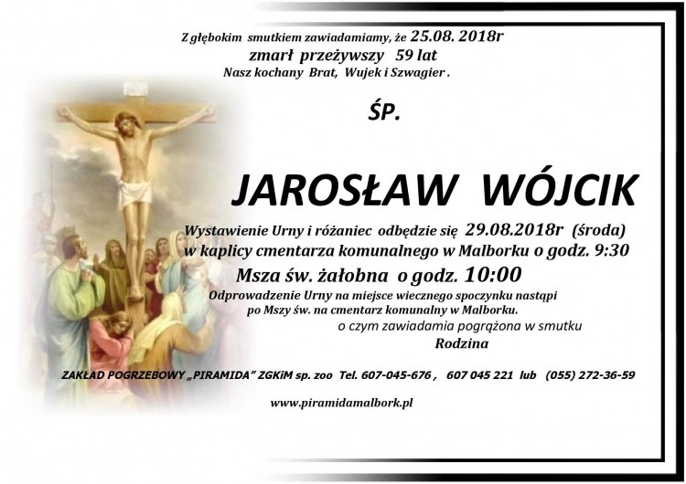 Zmarł Jarosław Wójcik. Żył 59 lat.