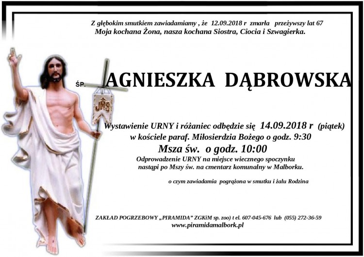 Zmarła Agnieszka Dąbrowska. Żyła 67 lat.