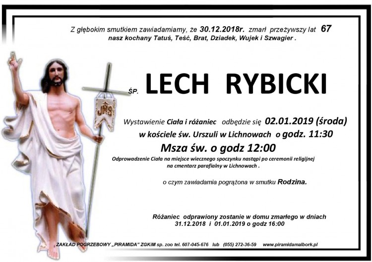 Zmarł Lech Rybicki. Żył 67 lat.