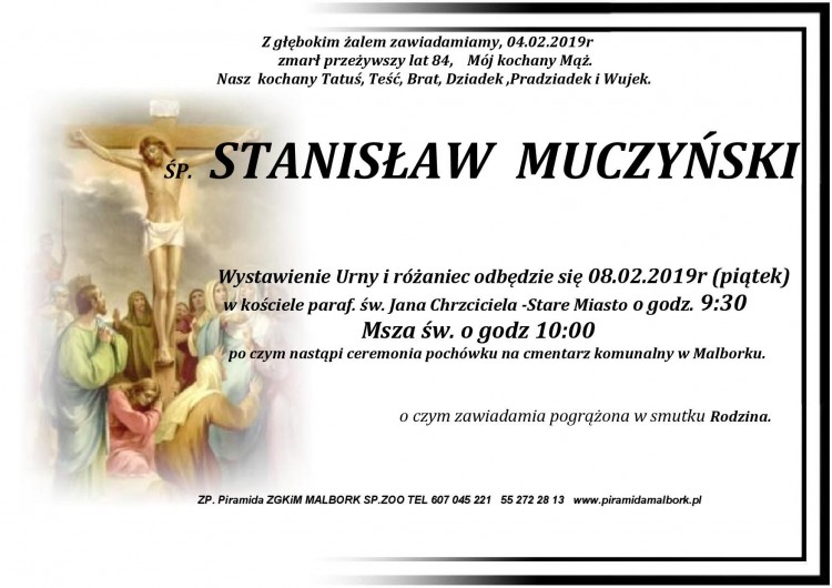 Zmarł Stanisław Muczyński. Żył 84 lata.