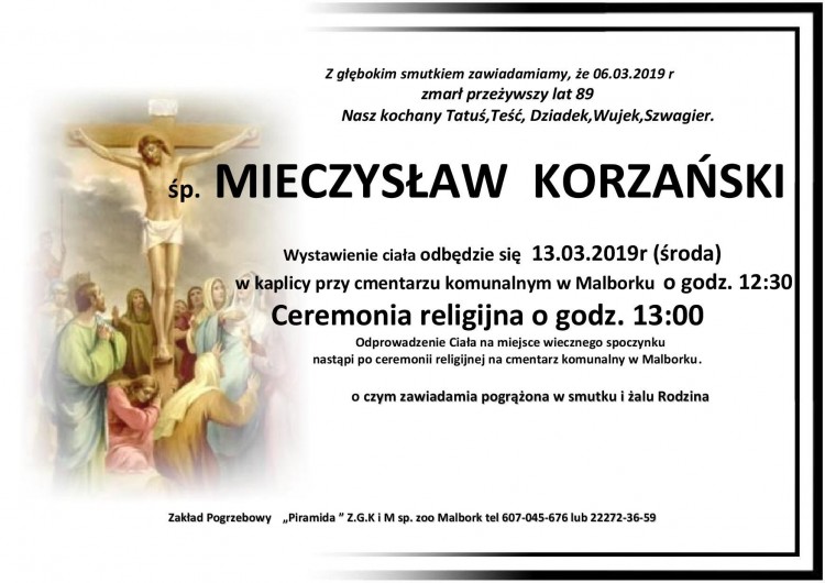 Zmarł Mieczysław Korzański. Żył 89 lat.
