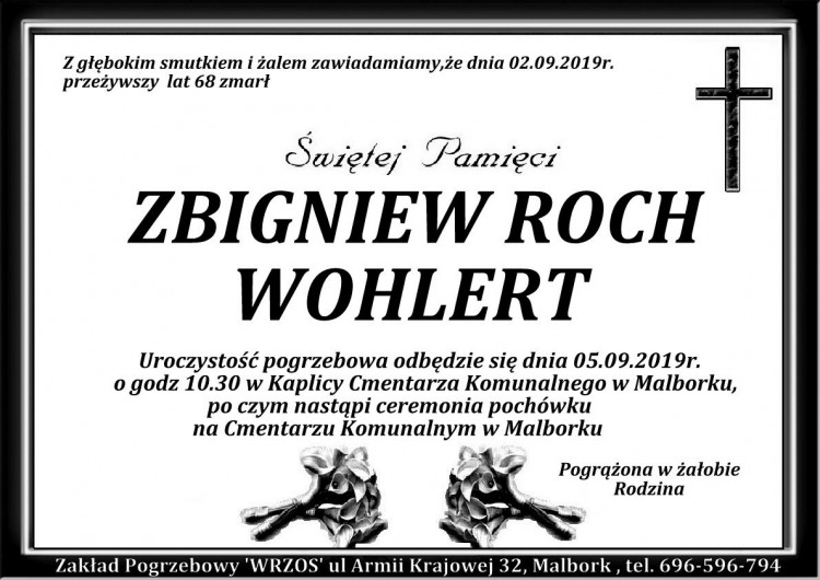 Zmarł Zbigniew Roch Wohlert. Żył 68 lat.