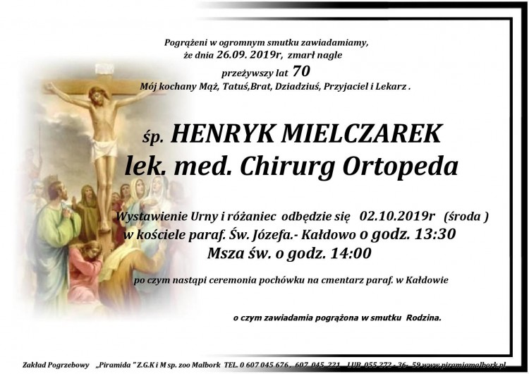 Zmarł Henryk Mielczarek. Żył 70 lat