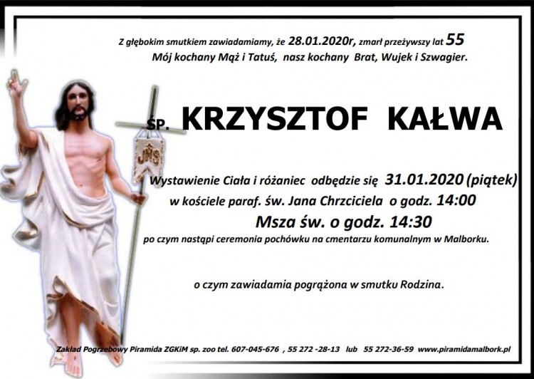 Zmarł Krzysztof Kałwa. Żył 55 lat.