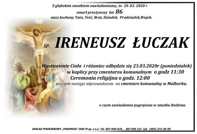 Zmarł Ireneusz Łuczak. Żył 86 lat.