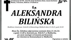 Zmarła Aleksandra Bilińska. Miała 86 lat.