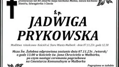Odeszła Jadwiga Prykowska. Żyła 84 lata.