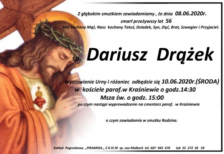 Zmarł Dariusz Drążek. Żył 56 lat.