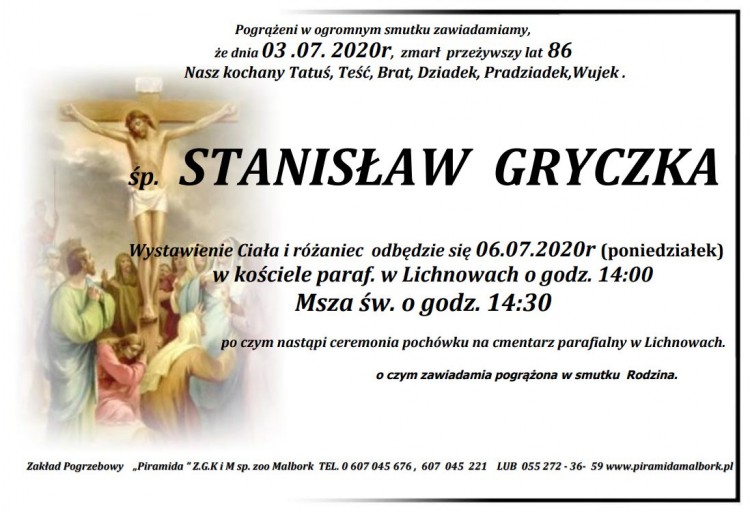 Zmarł Stanisław Gryczka. Żył 86 lat.