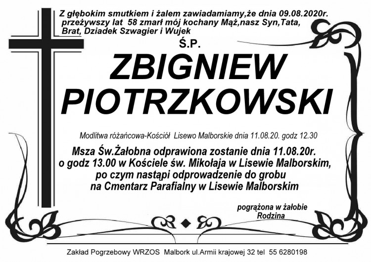 Zmarł Zbigniew Piotrzkowski. Żył 58 lat.
