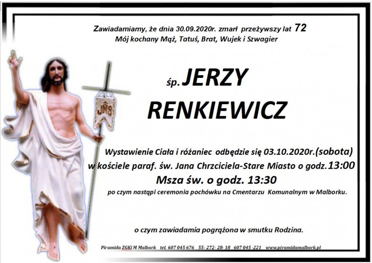 Zmarł Jerzy Renkiewicz. Żył 72 lata.