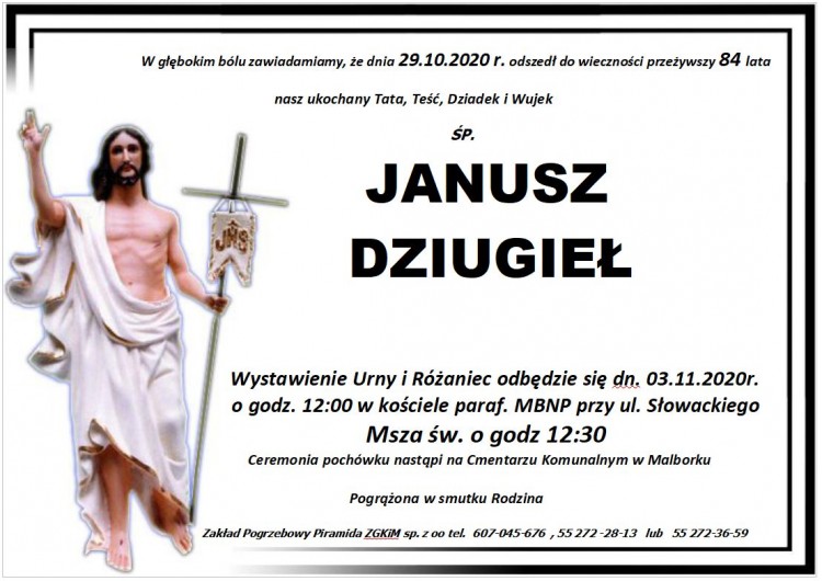 Zmarł Janusz Dziugieł. Żył 84 lata.