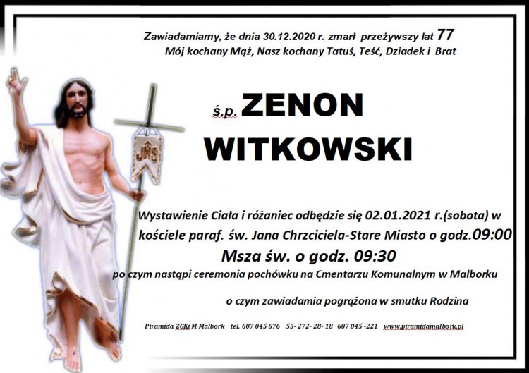 Zmarł Zenon Witkowski. Żył 77 lat.