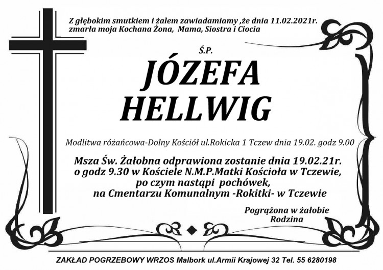 Zmarła Józefa Hellwig.